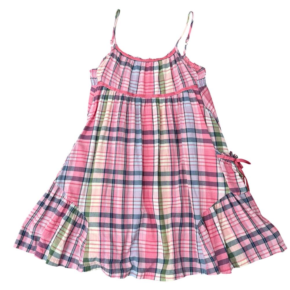 Gap Kids Pink Plaid Pockets Babydoll Dress Preppy Cutecore Beach Y2k Girls M 8